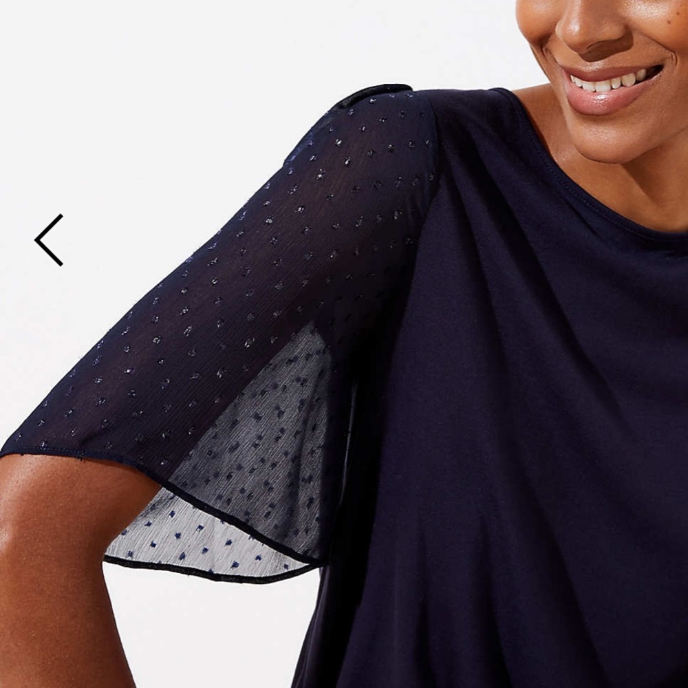 NWT Loft Shimmer dot flare sleeve top